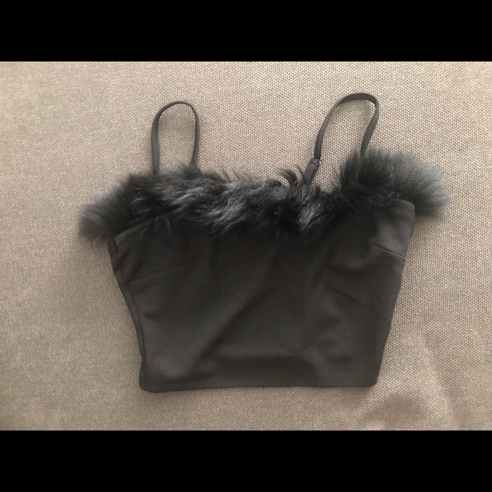 Fur Trimmed Crop Top